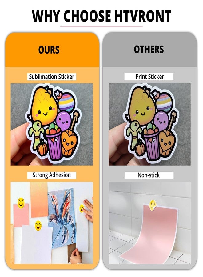 اتش تي في رونت ورق لاصق للتسامي من HTVRONT - 50 قطعة من ملصقات التسامي غير اللامعة المقاومة للماء مقاس 8.5 * 11 بوصة للزينة (أبيض) - Image 4